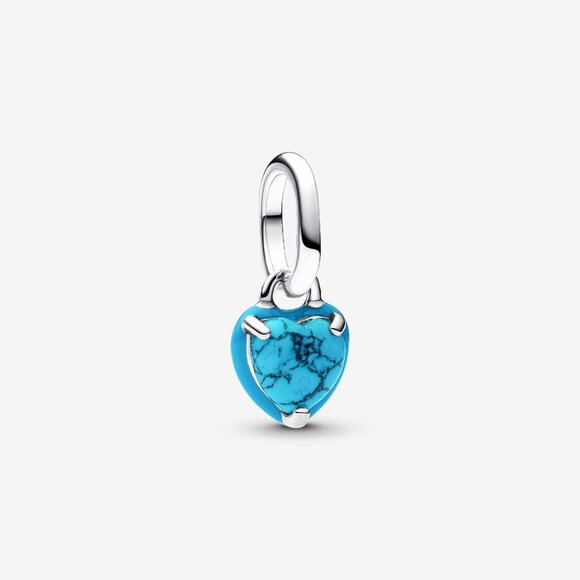 Pandora Turquoise-coloured Heart Mini Dangle Charm - Picture 1 of 6
